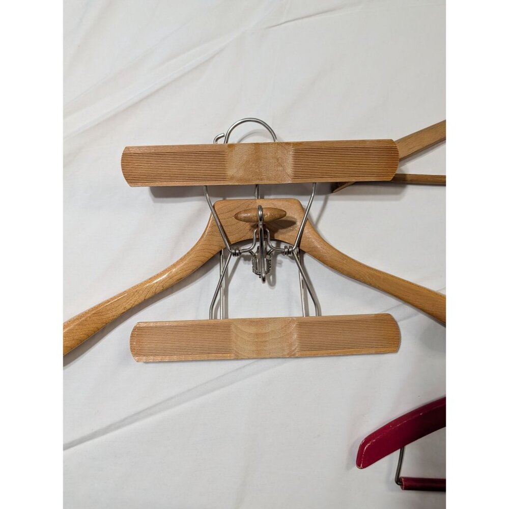 Vintage Wooden Hangers Set 4 Sears Fairy New Fuji Hotel Multi-Use - Picture 4 of 9